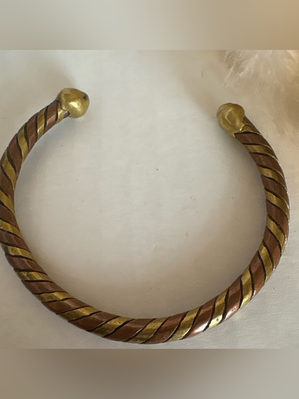 Three Mixed Metal Decorative Bangles - Brass and Copper Mix And Tribal Design-